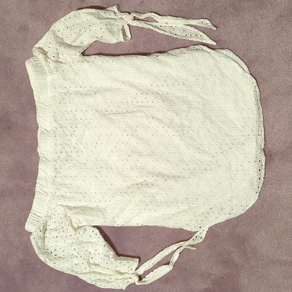 Off the shoulder eyelet top